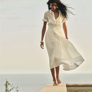 NWT J.Crew Size 6 White Elena shirtdress In Chiffon